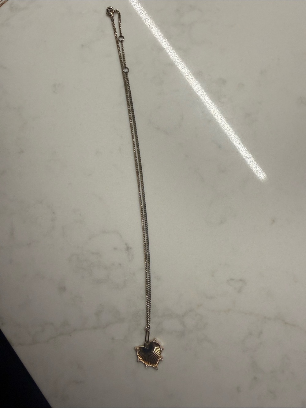 BOUTIQUE - Delicate Silver Heart Pendant Necklace - Gold-Trim Accent